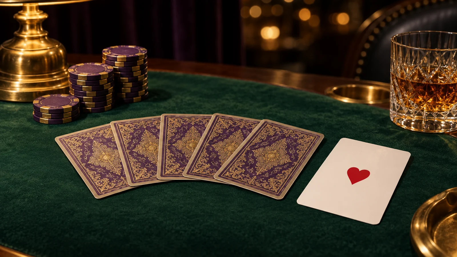 Card table set out for a themed casino games tour, reflecting the range across Here2Win Casino's library