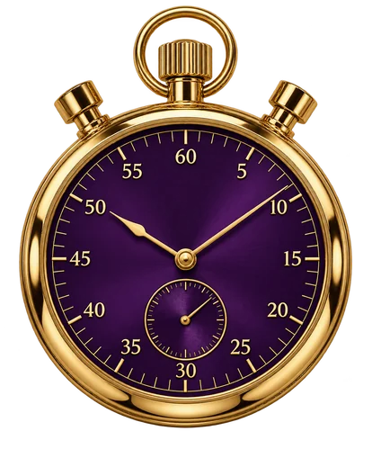 Pocket stopwatch with a purple dial, a reminder to track time as closely as spend