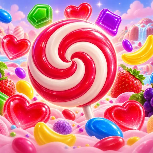 Sweet Bonanza cover art with fruit and candy symbols